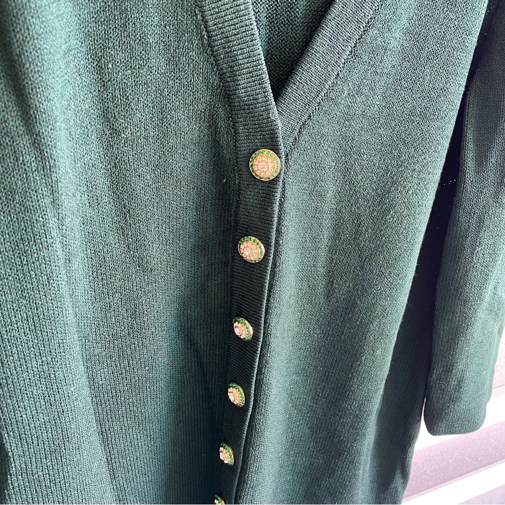 St. John vintage Santana knit jeweled button cardigan dress - Picture 2 of 5